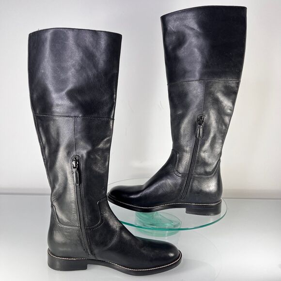 Cole Haan Harrington Knee High Riding Boot Black Leather equestrian W12033 - Picture 5 of 9
